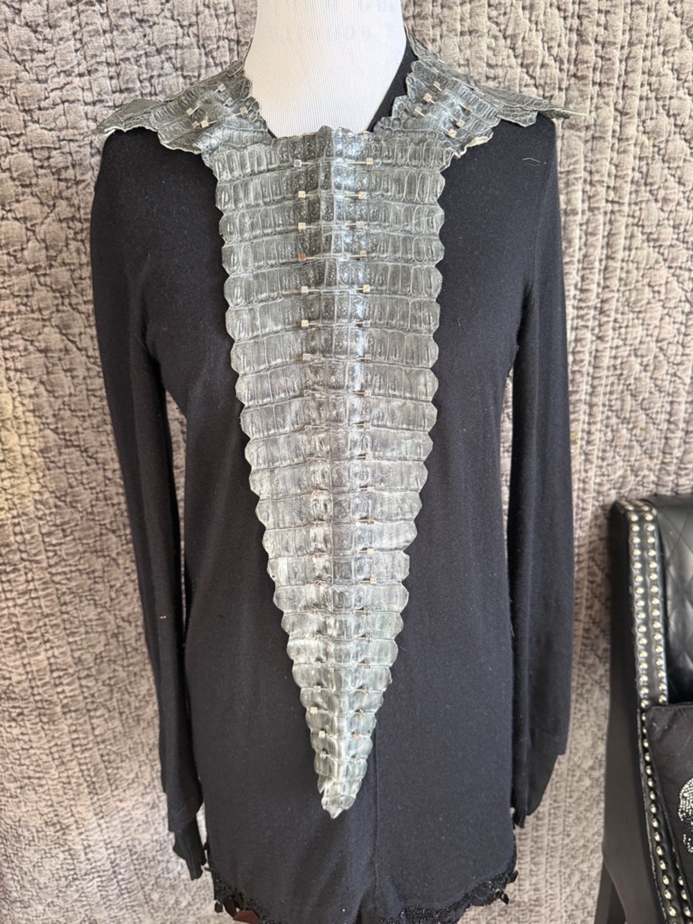 Exotic Real Grey Crocodile Front Bib - Picture 16 of 16